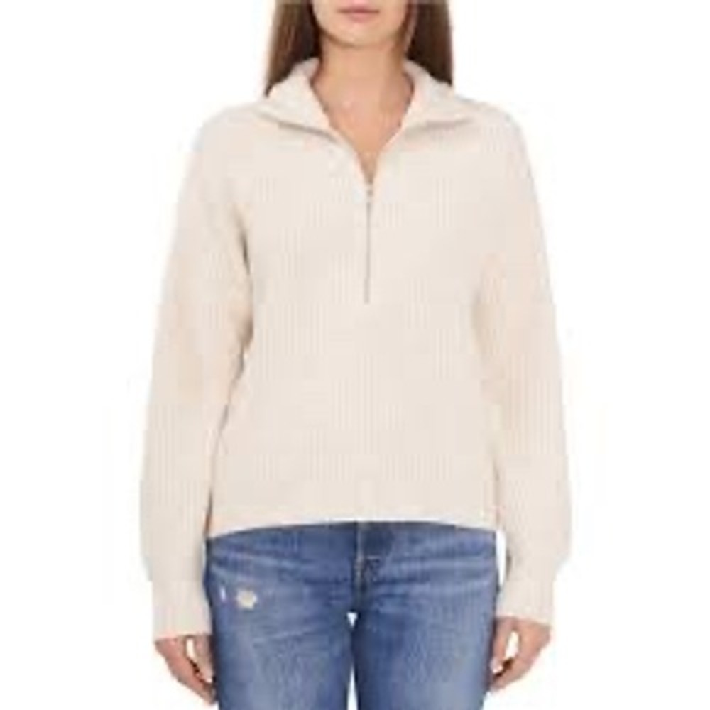 Vince Camuto half zip‎ sweater cream cozy neutral trendy women's size medium